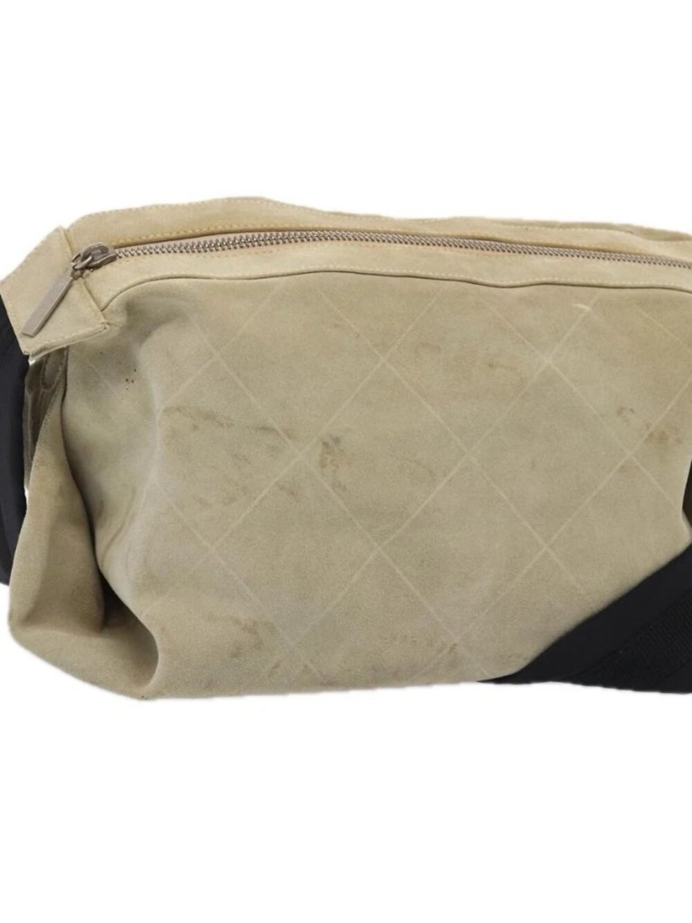 CHANEL Matelasse Shoulder Bag Suede nylon Beige Black Silver CC - Picture 2 of 16